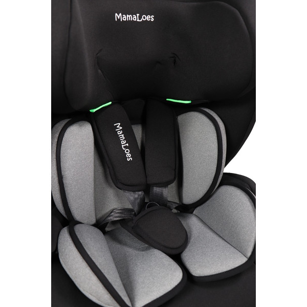 MamaLoes Mick Zwart/Grijs Isofix 76-150 cm i-Size Autostoel ML050226