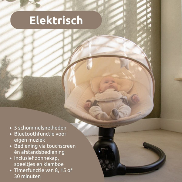 MamaLoes Noud Beige Elektrische Babyschommel