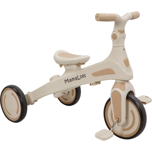 MamaLoes Quinn Beige Driewieler met Duwstang