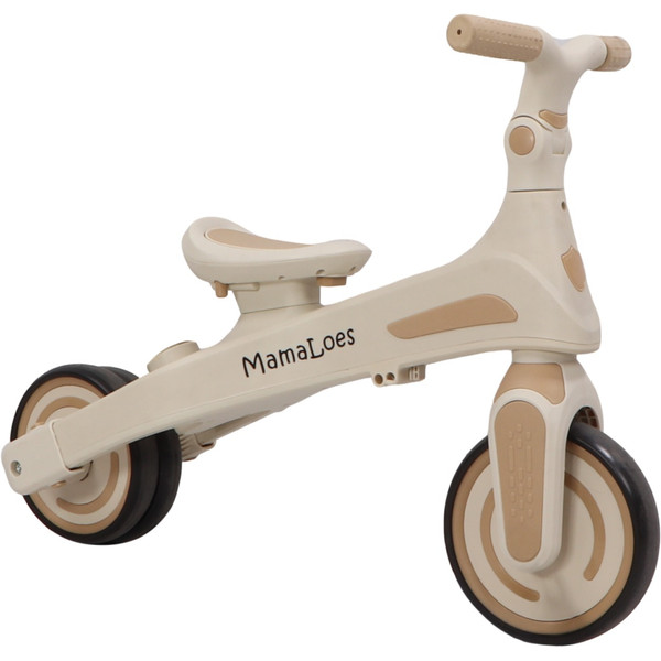 MamaLoes Quinn Beige Driewieler met Duwstang