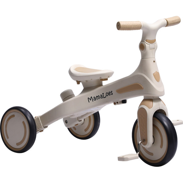 MamaLoes Quinn Beige Driewieler met Duwstang