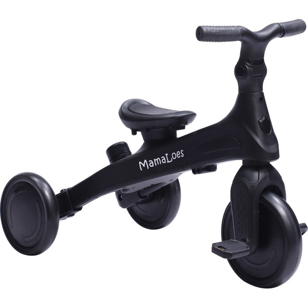 MamaLoes Quinn Zwart Driewieler met Duwstang