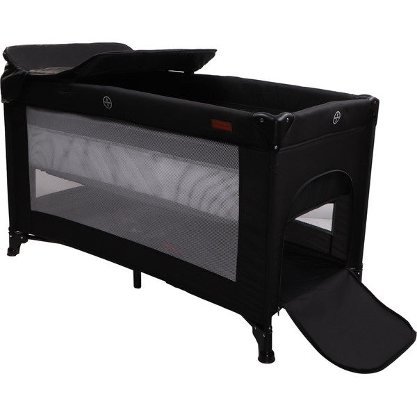 MamaLoes Raff Zwart Deluxe Campingbed incl. Aankleedvlak