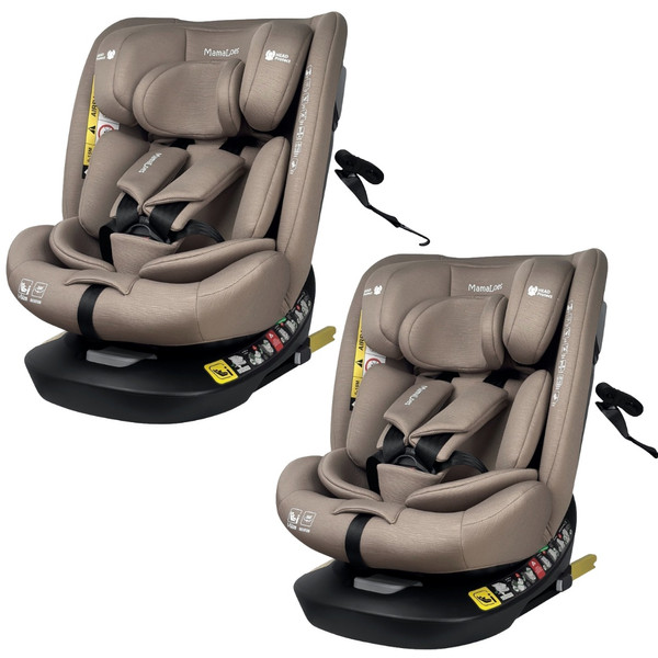 MamaLoes Sef Taupe 40-150 cm 360° i-Size Autostoel – Set van 2