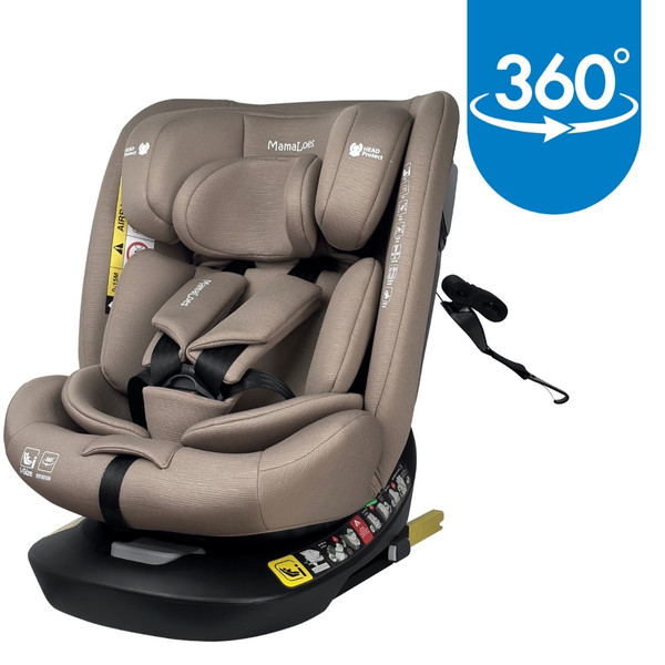 MamaLoes Sef Taupe 40-150 cm 360° i-Size Autostoel – Set van 2