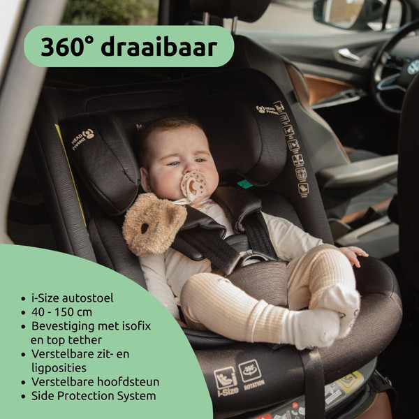 MamaLoes Sef Taupe 40-150 cm 360° i-Size Autostoel