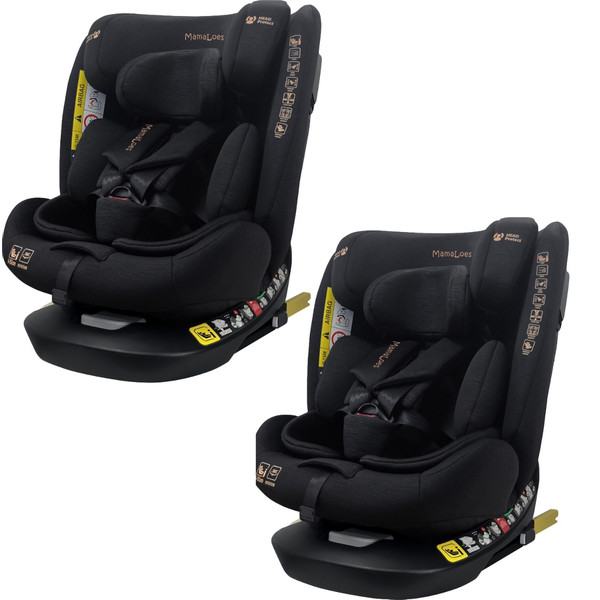 MamaLoes Sef Zwart 40-150 cm 360° i-Size Autostoel – Set van 2