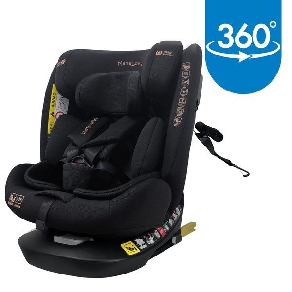 MamaLoes Sef Zwart 40-150 cm 360° i-Size Autostoel – Set van 2