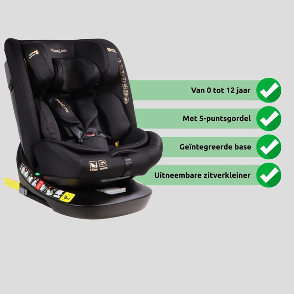 MamaLoes Sef Taupe 40-150 cm 360° i-Size Autostoel