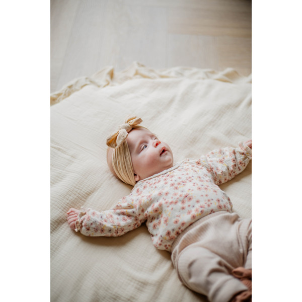 MamaLoes Soft Cotton Ruffle Ecru 90 cm Rond Boxkleed ML020241