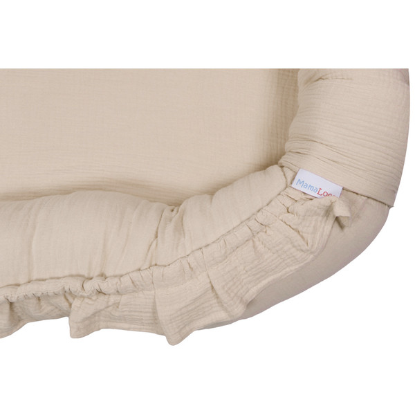 MamaLoes Soft Cotton Ecru Ruffle Babynest & Boxkleed