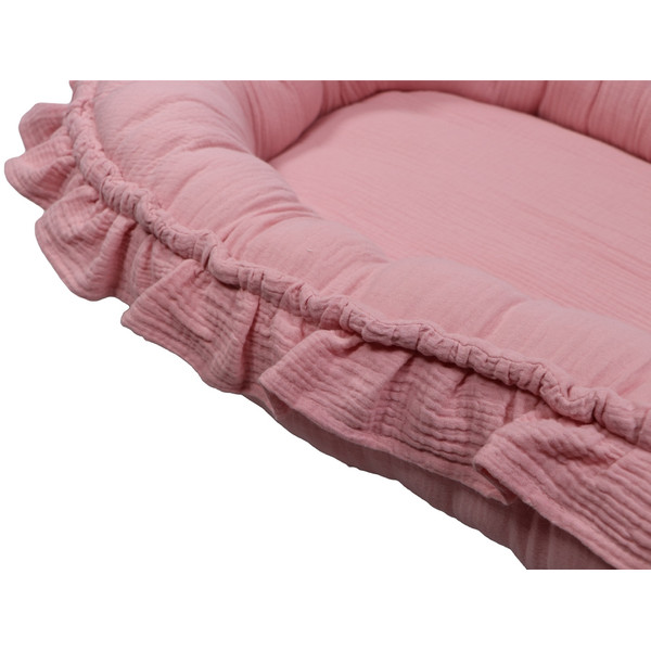 MamaLoes Soft Cotton Ruffle Licht Roze Babynest ML020113