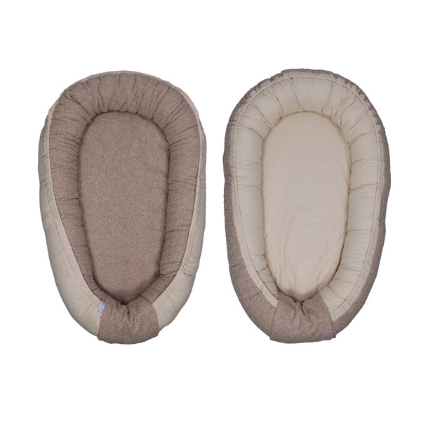 MamaLoes Teddy Boucle Nougat Omkeerbaar Babynest & Omkeerbaar Boxkleed
