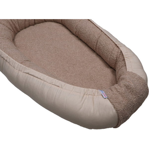 MamaLoes Teddy Boucle Nougat Omkeerbaar Babynest & Omkeerbaar Boxkleed