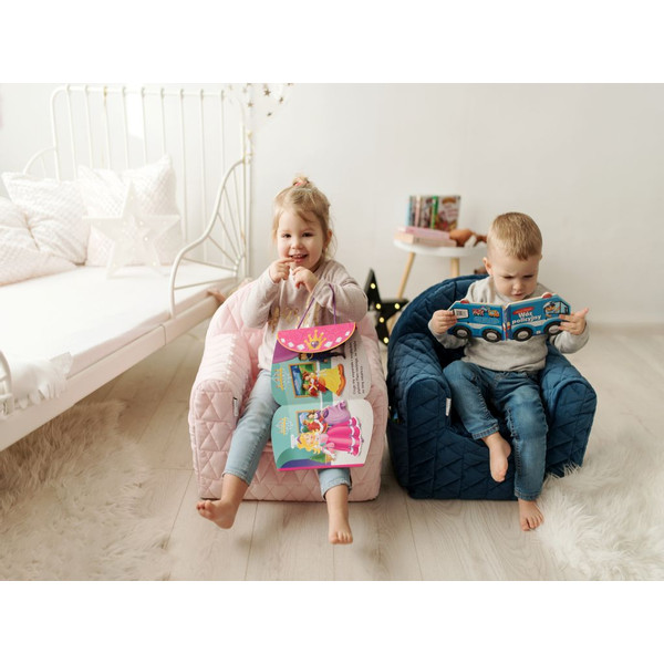 Albero Mio Velvet Roze Kinderfauteuil