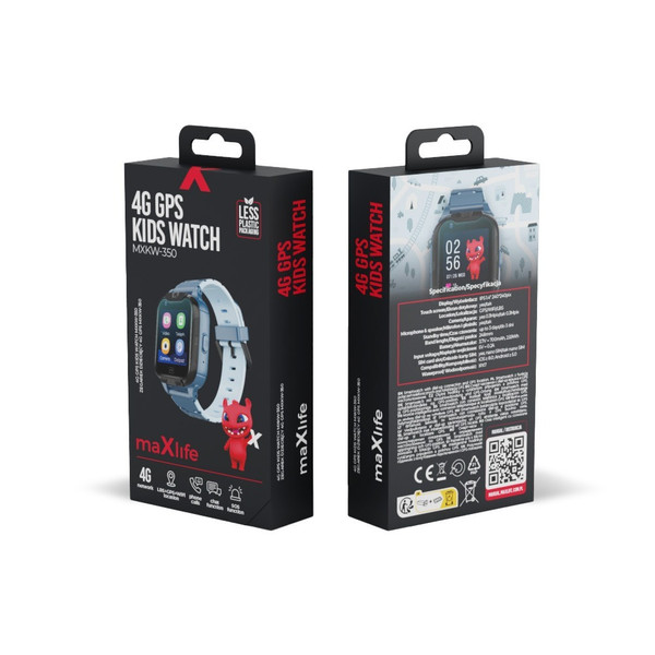 Maxlife Blauw GPS Wifi 4G Kinder Smartwatch MXKW-350-Blue