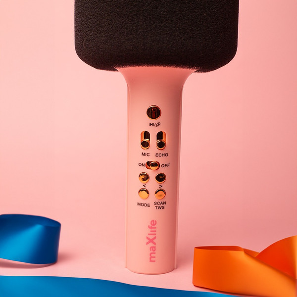 Maxlife Roze Bluetooth Karaoke Microfoon Speaker MXBM-600-Pink