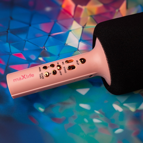Maxlife Roze Bluetooth Karaoke Microfoon Speaker MXBM-600-Pink
