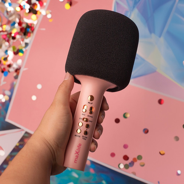 Maxlife Roze Bluetooth Karaoke Microfoon Speaker MXBM-600-Pink