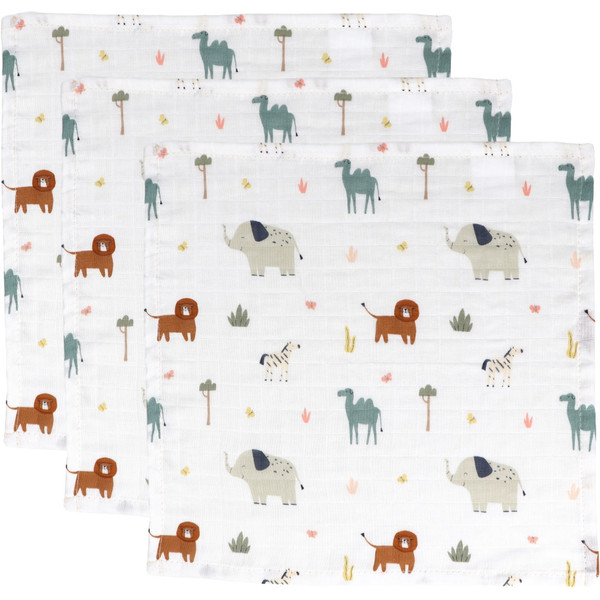 MamaLoes Jungle 30 x 30 cm 3 Stuks Hydrofiel Monddoekjes