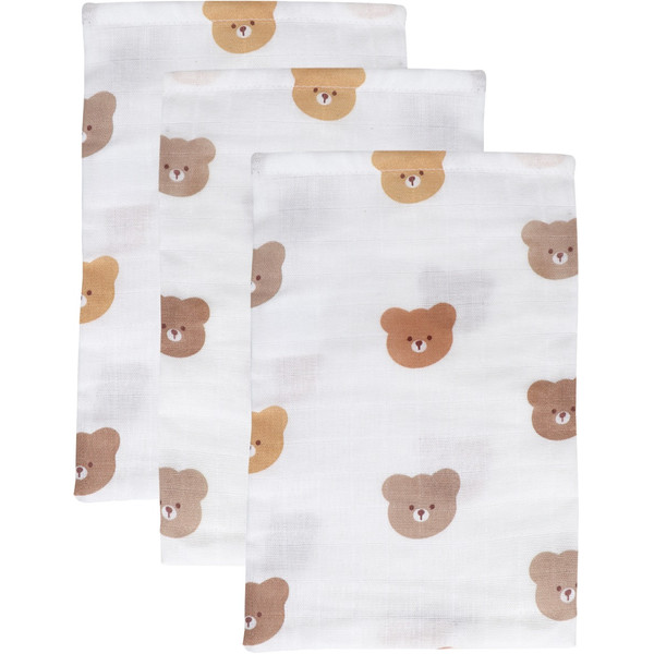 MamaLoes Beertjes 15 x 21 cm 3 Stuks Hydrofiel Washandjes