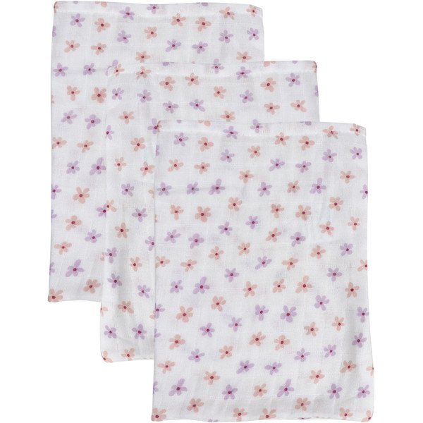 MamaLoes Bloemen 15 x 21 cm 3 Stuks Hydrofiel Washandjes