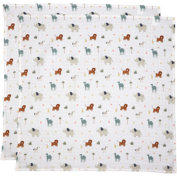 MamaLoes Jungle 120 x 120 cm Hydrofiel Multidoek 2 Stuks