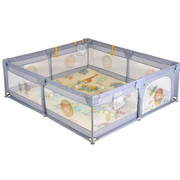 Moni GameZone Grey 200 x 180 cm Speelkleed / Box / Ballenbak