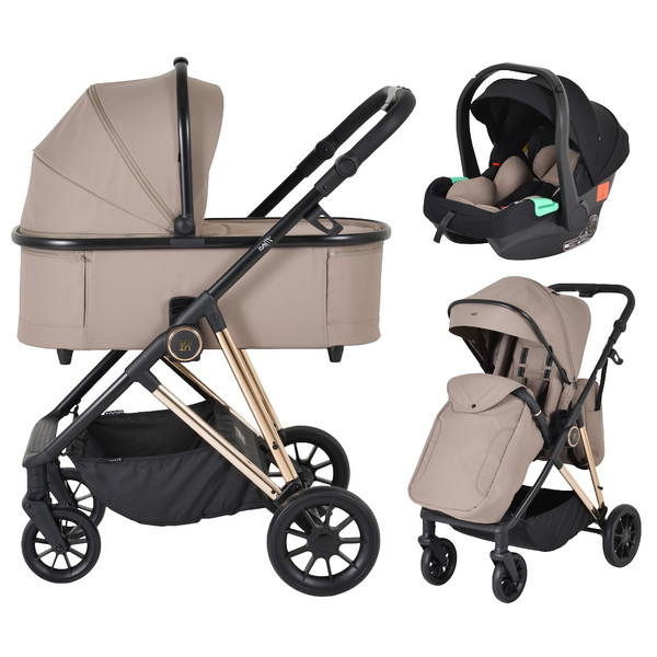 Moni Merci Beige 3-in-1 Kinderwagen met i-Size Autostoel
