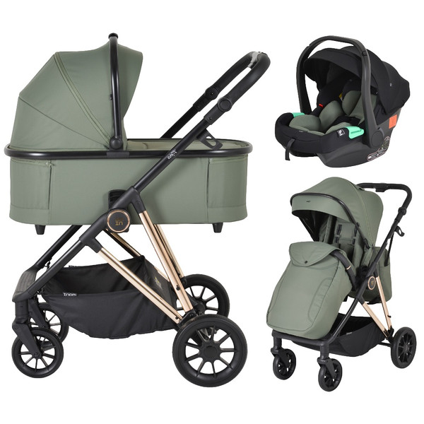 Moni Merci Dark Green 3-in-1 Kinderwagen met i-Size Autostoel
