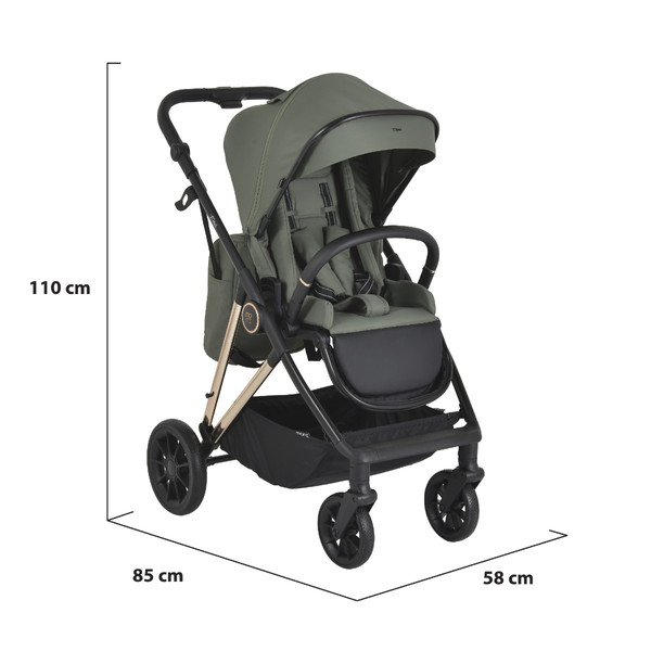 Moni Merci Dark Green 3-in-1 Kinderwagen met i-Size Autostoel