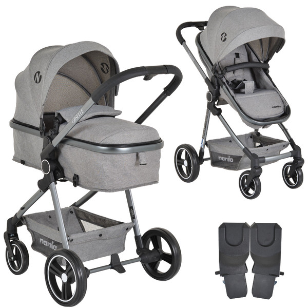 Moni Nania Giselle Grey 2-in-1 Kinderwagen incl. Adapters 111860