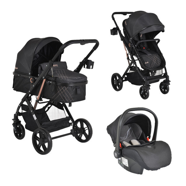 Moni Rafaello Black 3-in-1 Combi Kinderwagen Incl. i-Size Autostoel