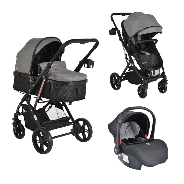 Moni Rafaello Grey 3-in-1 Combi Kinderwagen Incl. i-Size Autostoel