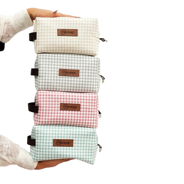 Mordesign Gingham Panama Beige Etui N-11