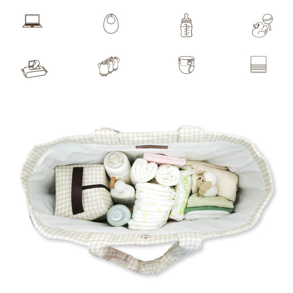 Mordesign Gingham Panama Beige Luiertas N-11