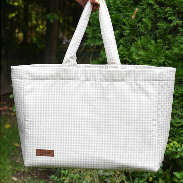 Mordesign Gingham Panama Beige Luiertas N-11
