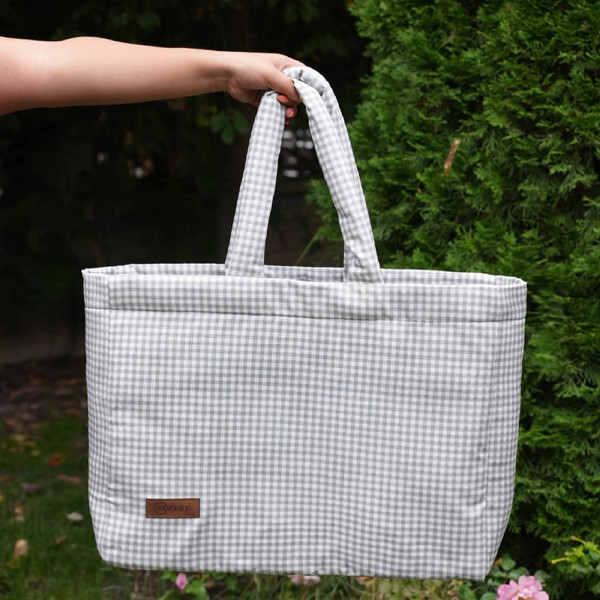 Mordesign Gingham Panama Grey Luiertas N-21