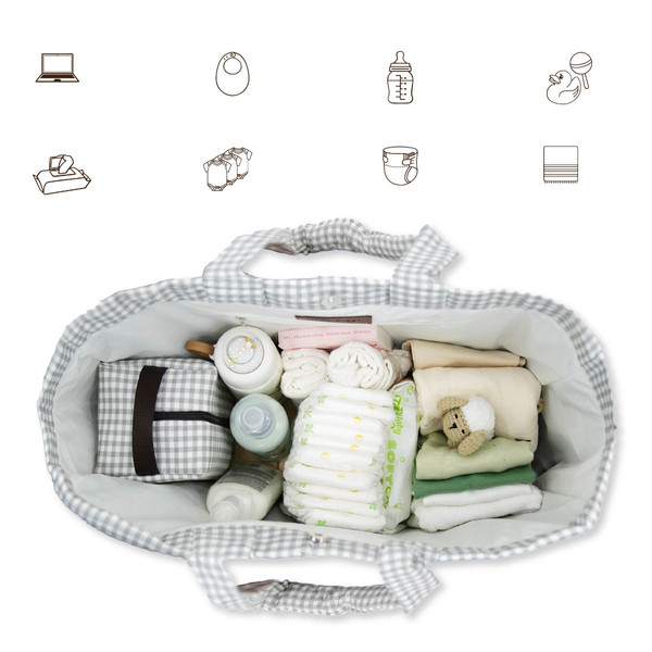 Mordesign Gingham Panama Grey Luiertas N-21