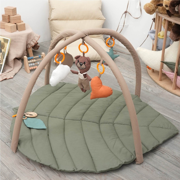 Mordesign Leaf Forest Green Activiteiten Gym / Speelkleed FD16-FD19