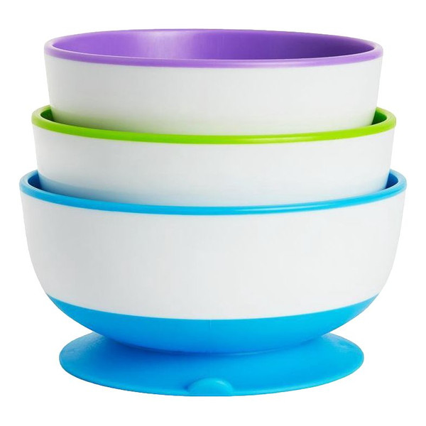 Munchkin Paars, Groen, Blauw 3 Stuks Kommetjes met Zuignap 051750