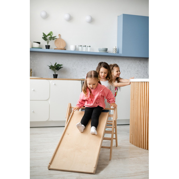Luna Toys Naturel Houten Klimrek met Glijbaan LU-36950