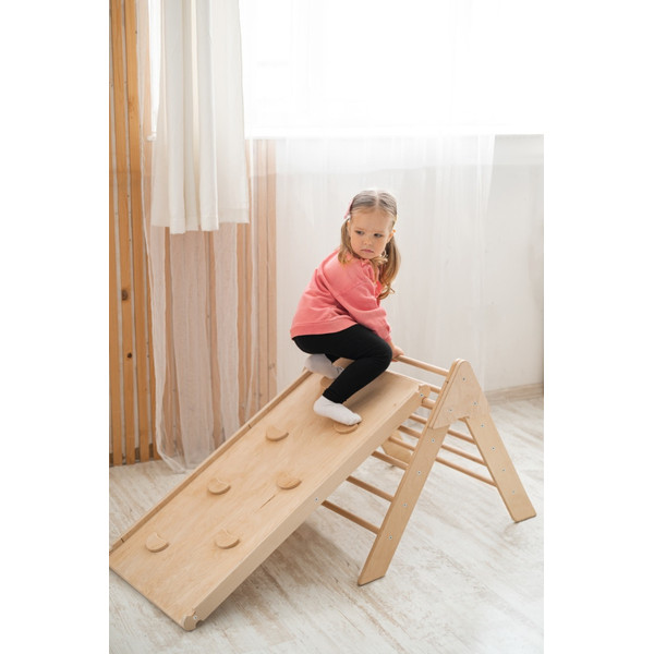 Luna Toys Naturel Houten Klimrek met Glijbaan LU-36950