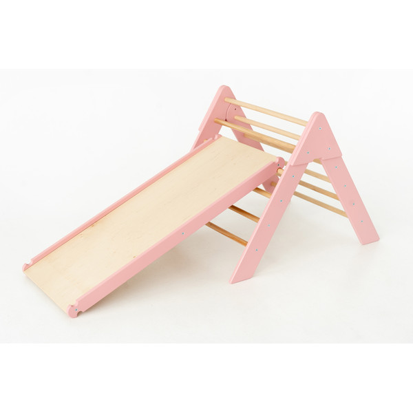 Luna Toys Roze Houten Klimrek met Glijbaan LU-36974