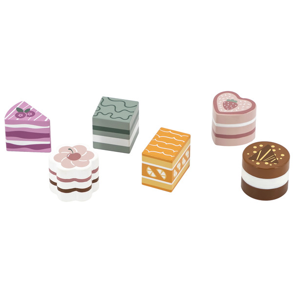 PolarB 6 stuks Houten Cake Set 44055