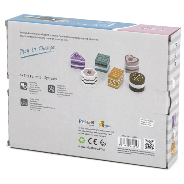 PolarB 6 stuks Houten Cake Set 44055