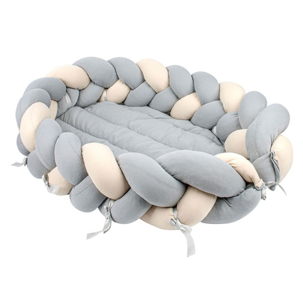 Sevibaby Grijs 3-in-1 Braided Bedbumper en Babynest 521-13