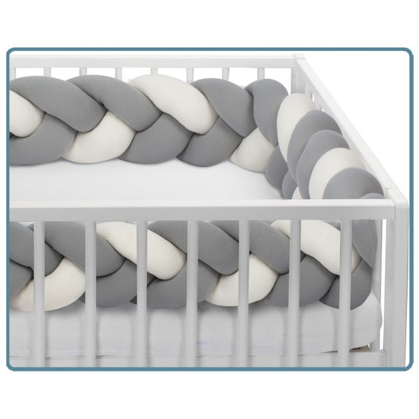 Sevibaby Grijs 3-in-1 Braided Bedbumper en Babynest 521-13