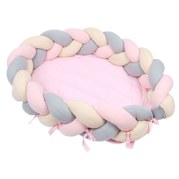 Sevibaby Roze 3-in-1 Braided Bedbumper en Babynest 521-2