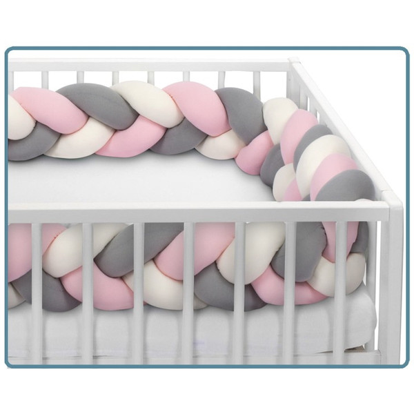 Sevibaby Roze 3-in-1 Braided Bedbumper en Babynest 521-2